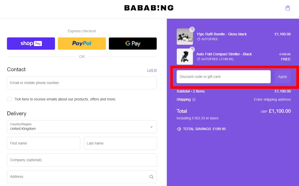 Verified instructions on how to enter our bababing voucher code at checkout.