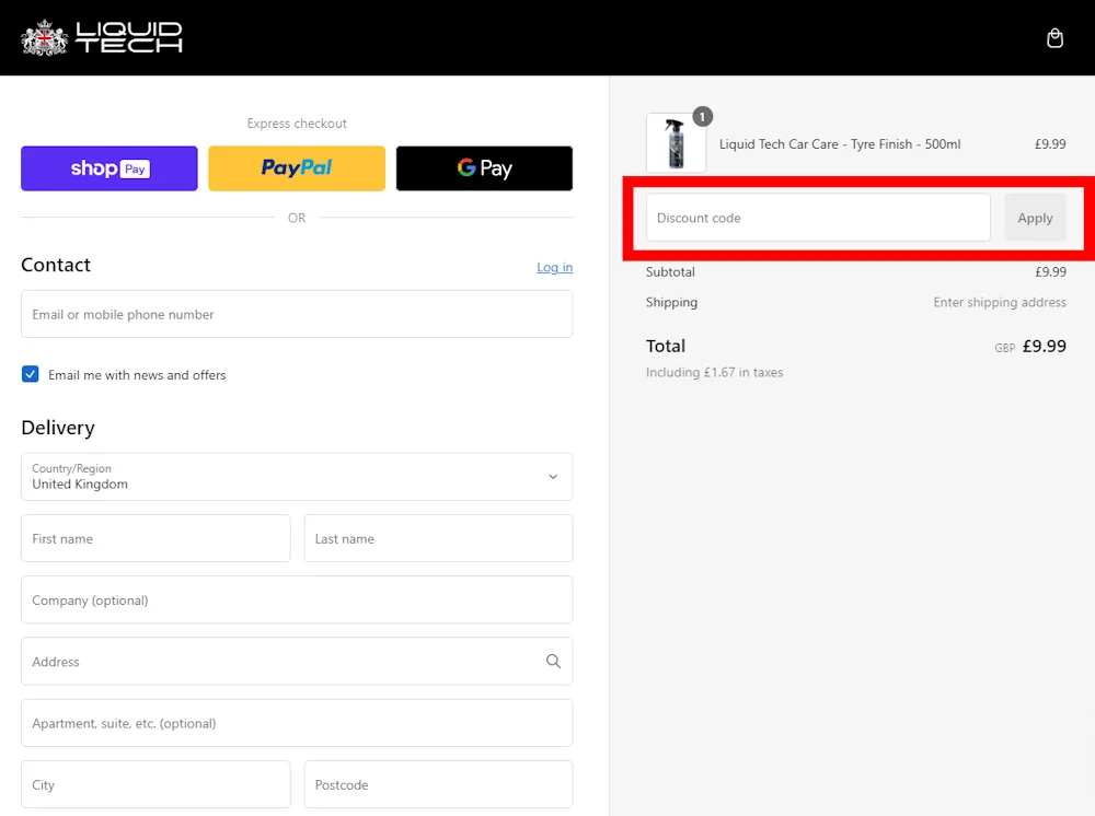 Verified instructions on how to enter our liquid tech uk voucher code at checkout.