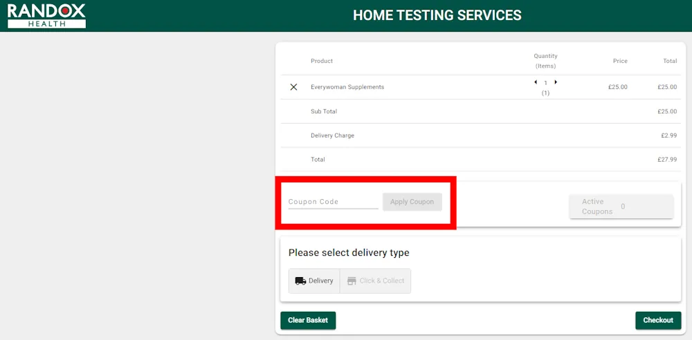 Verified instructions on how to enter our randox health voucher code at checkout.